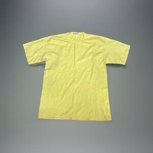 Vintage 90s Pluma T Shirt Mens L Heavyweight Cotton Made in USA Blank Yellow
